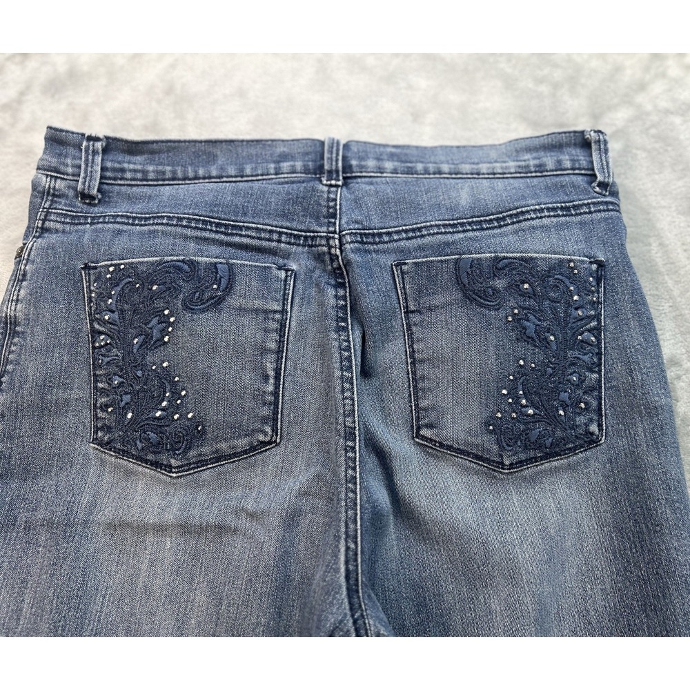 Gloria Vanderbilt Womens Sz 10 Amanda Straight Embroidererd  Stretch Jeans Blue